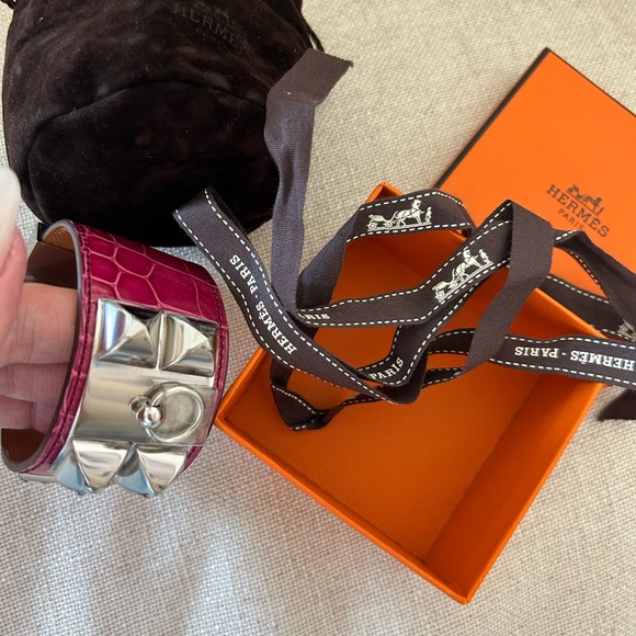 HERMES COLLIER DE CHIEN CROCODILE BRACELET NEW! - Picture 14 of 17